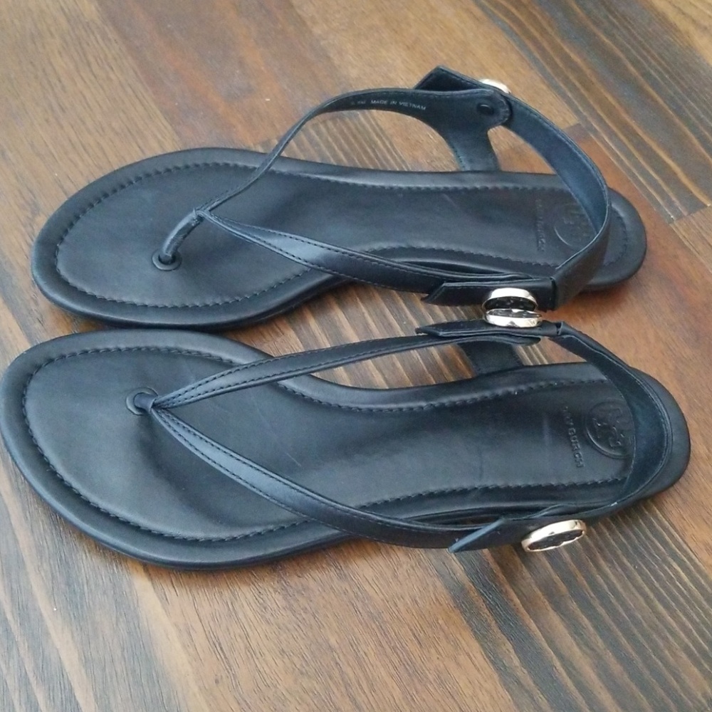 Tory Burch Black Leather Thongs size 8.5